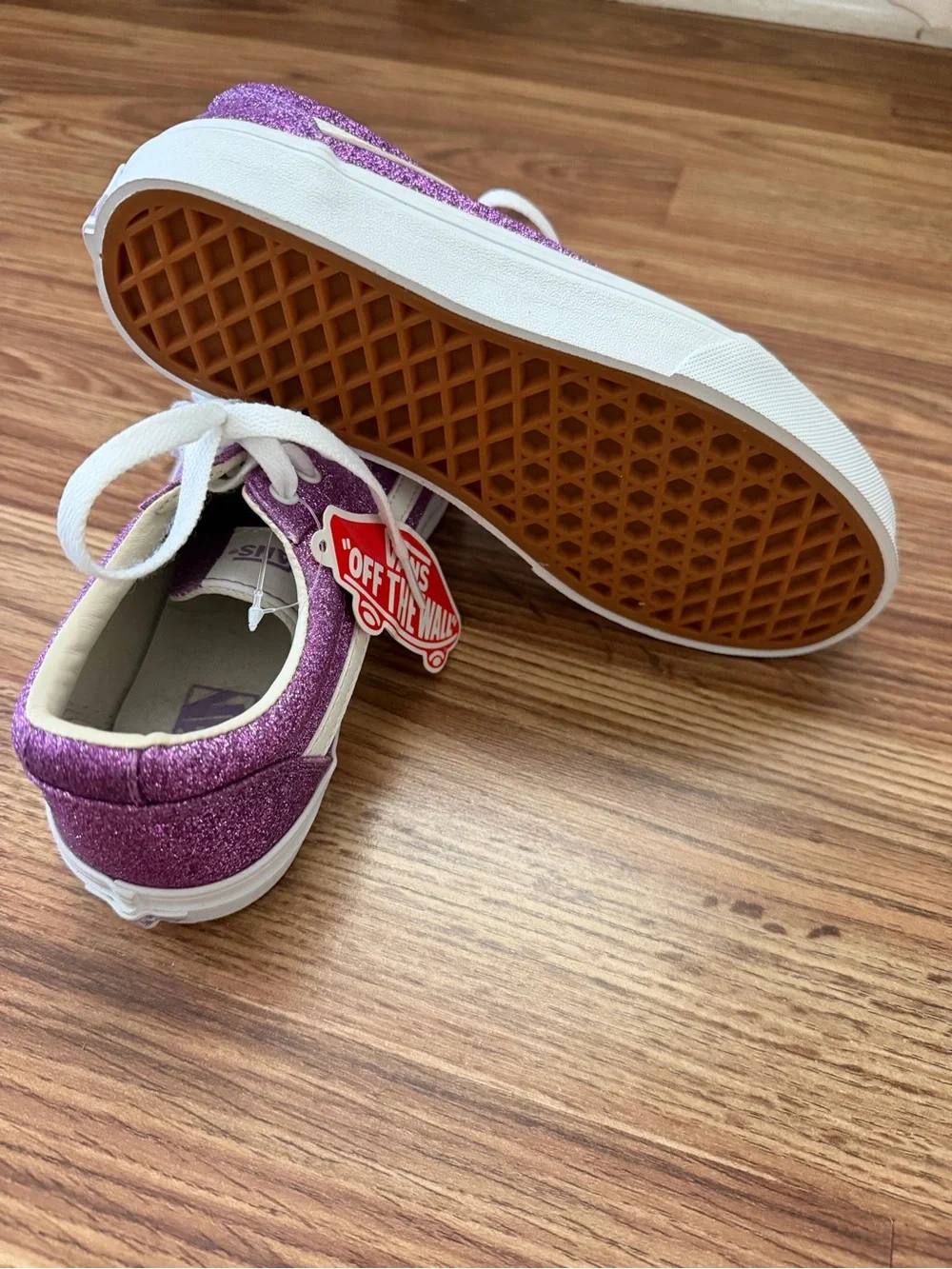 Girls Vans Glitter Old Skool Sneakers in Sparkling Purple and White